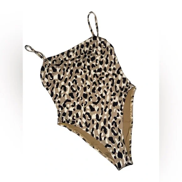 Vitamin A Leopard Print One Piece Swimsuit Size L 10 Adjus Straps resort wear - Picture 3 of 8